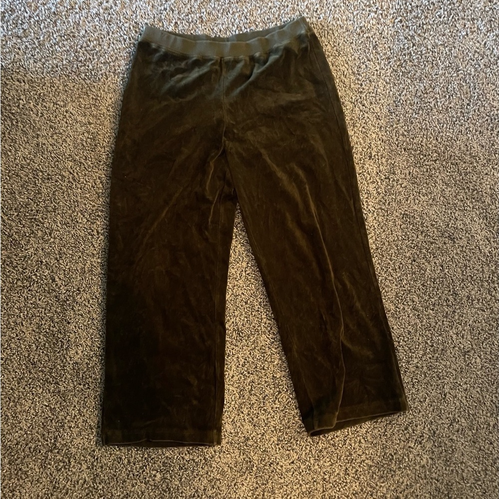 Ralph Lauren Women’s Olive Green Velvet Y2K Sweatpants Gorpcore Preppy Athletic